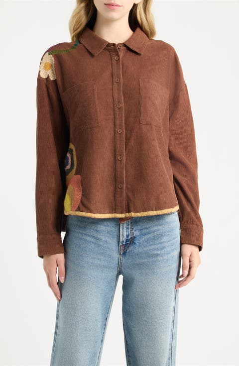 Miracle Garden Embroidered Corduroy Shirt