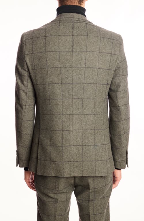 Paisley & Gray Dover Slim Fit Sage Windowpane Wool Blend Blazer In Green