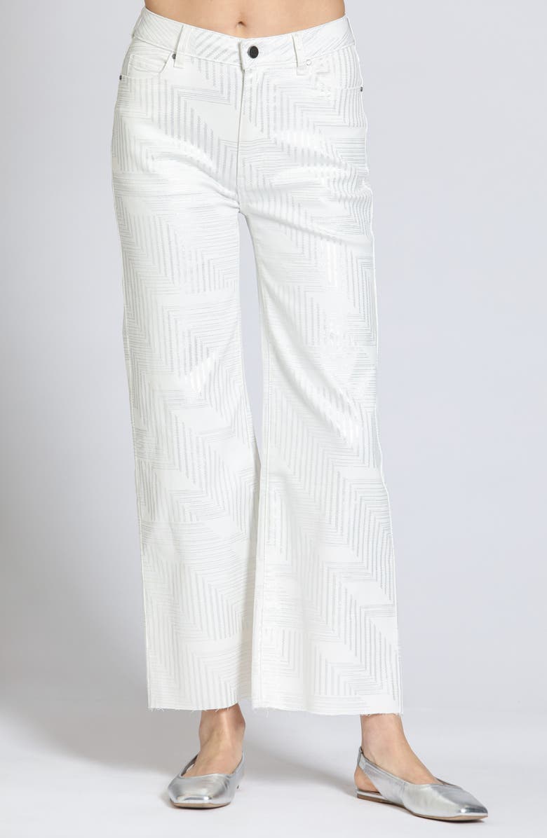 APNY SIlver Chevron Raw Hem Wide Leg Jeans, Main, color, 