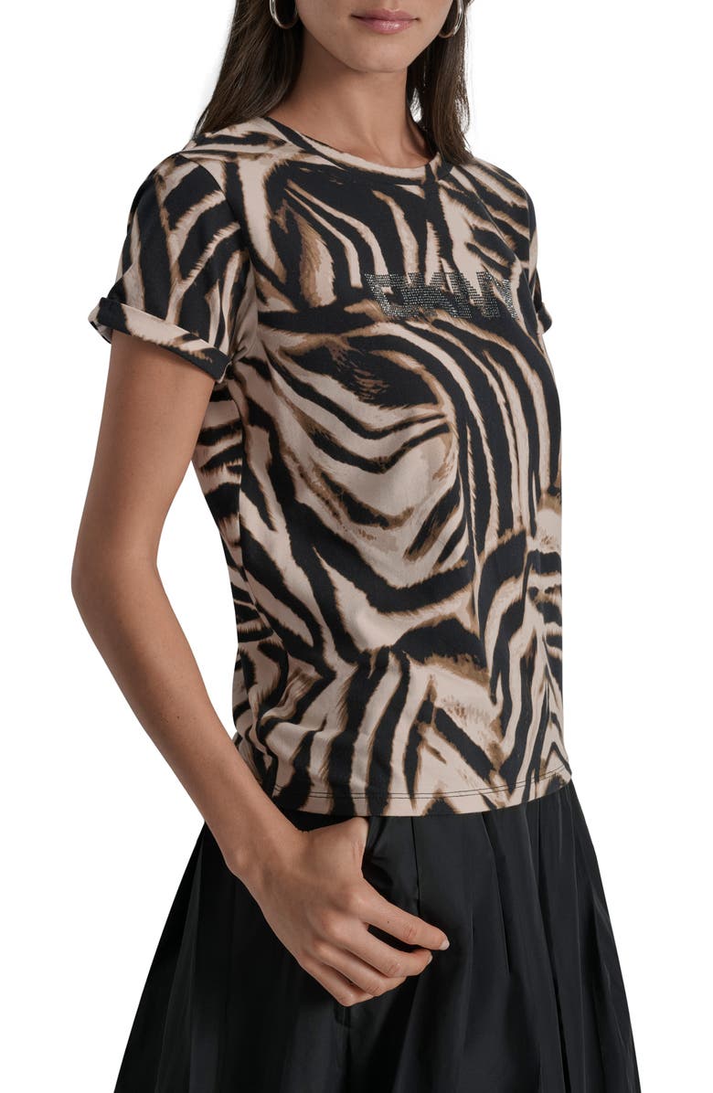 DKNY Abstract Zebra Print Stretch Cotton Top, Alternate, color, Blurred Zebra