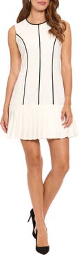 London Times Contrast Piped Minidress