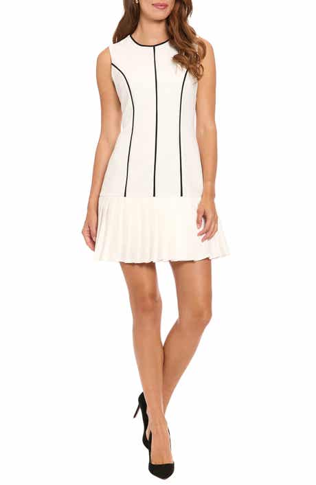 London Times Contrast Piped Minidress