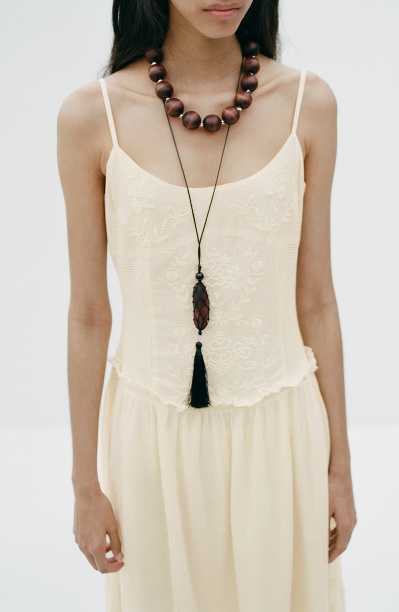 MANGO Embroidered Detail Sleeveless Maxi Dress, Alternate, color, Off White