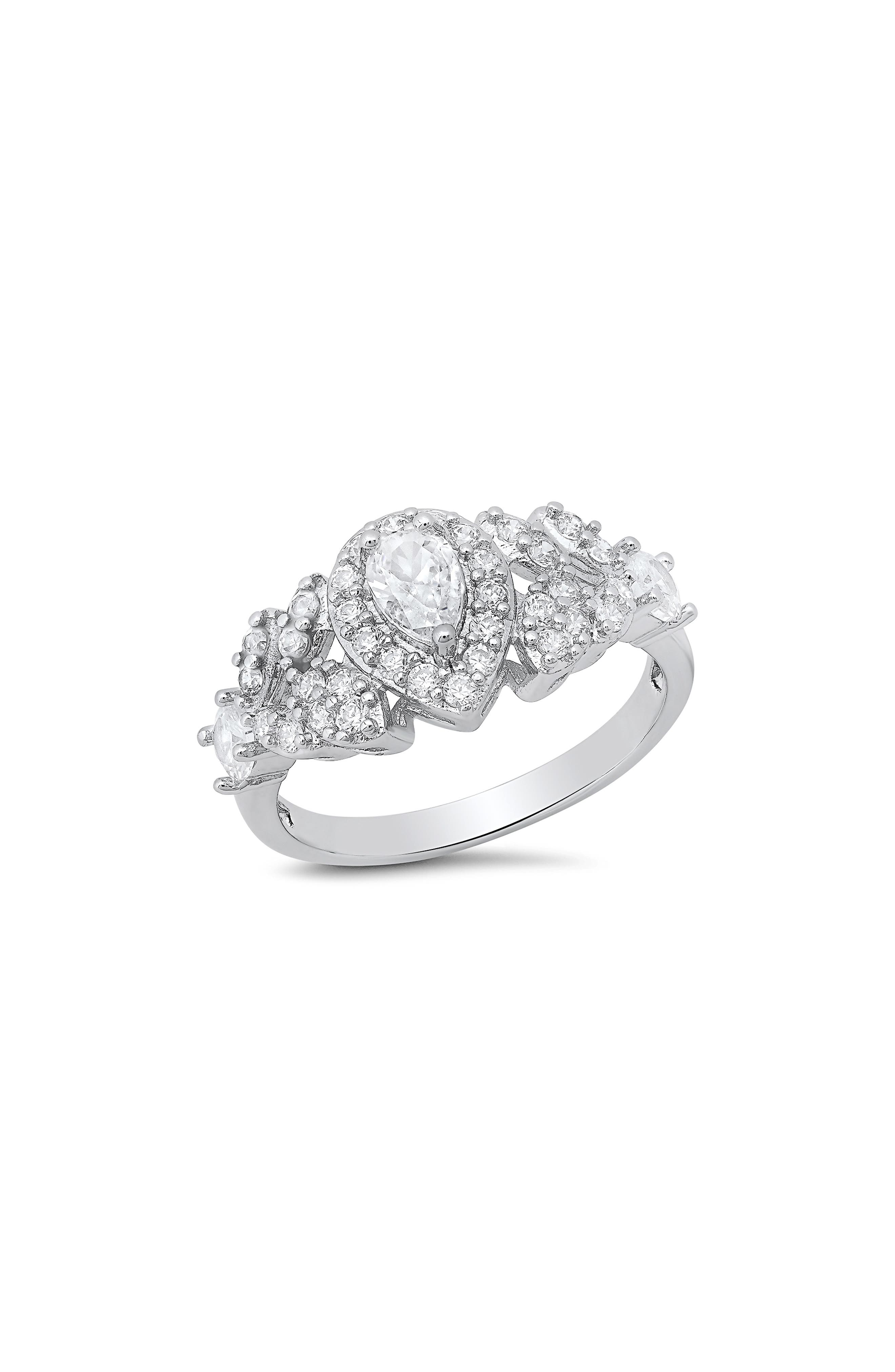 HMY JEWELRY Pear Shape Cubic Zirconia Engagement Ring