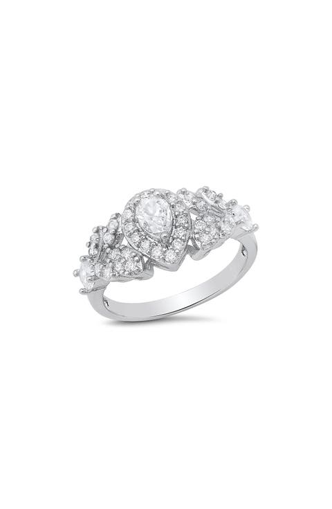Pear Shape Cubic Zirconia Engagement Ring