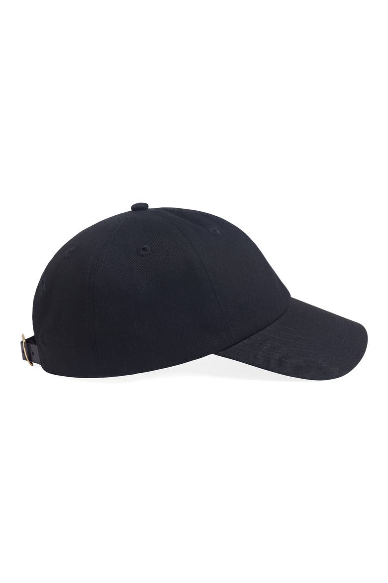 Cotton Twill Leather Strap Baseball Cap, Alternate, color, BLACK