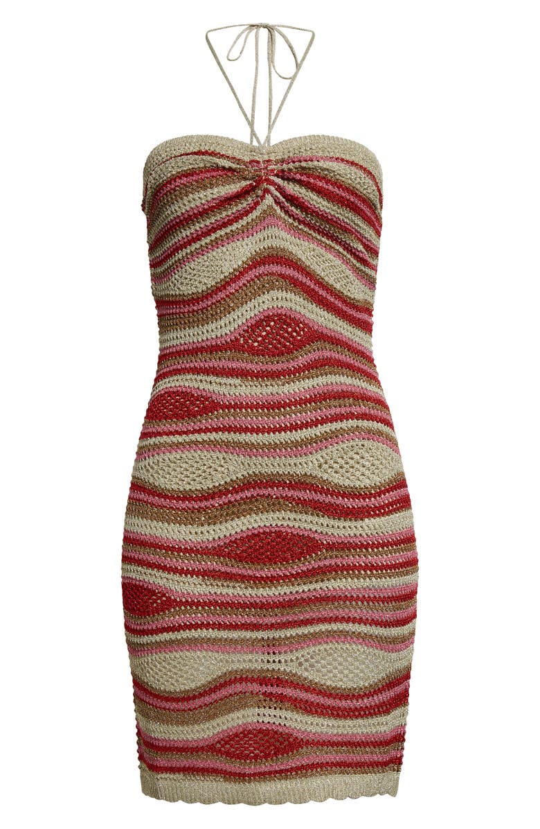 FARM Rio Mixed Waves Metallic Body-Con Minidress, Alternate, color, 