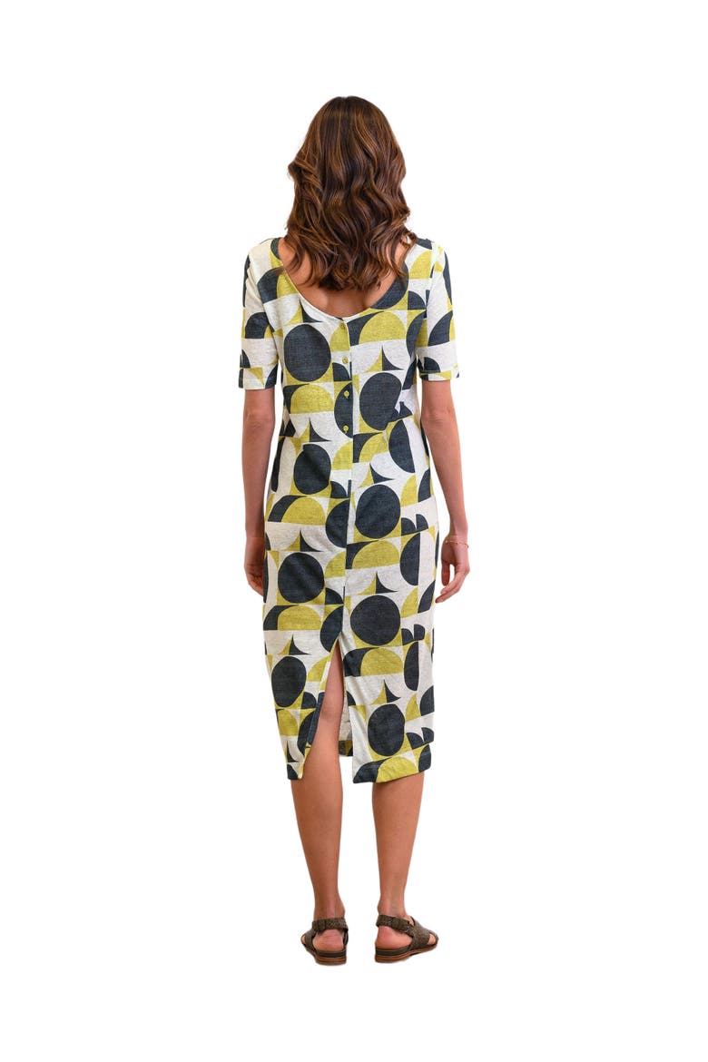 Linen Blend Button Back Midi Dress, Alternate, color, SLATE / FENNEL GEO
