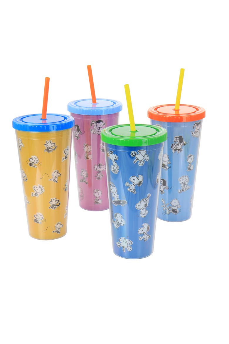 70th Anniversary 4 Piece Plastic 23.6oz Tumbler set with Lid and Straw, Main, color, Clear