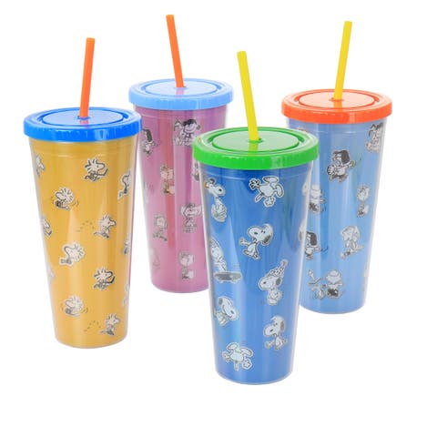 70th Anniversary 4 Piece Plastic 23.6oz Tumbler set with Lid and Straw