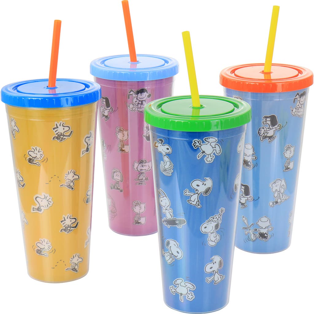 Gibson 70th Anniversary 4 Piece Plastic 23.6oz Tumbler Set With Lid And Straw In Multi