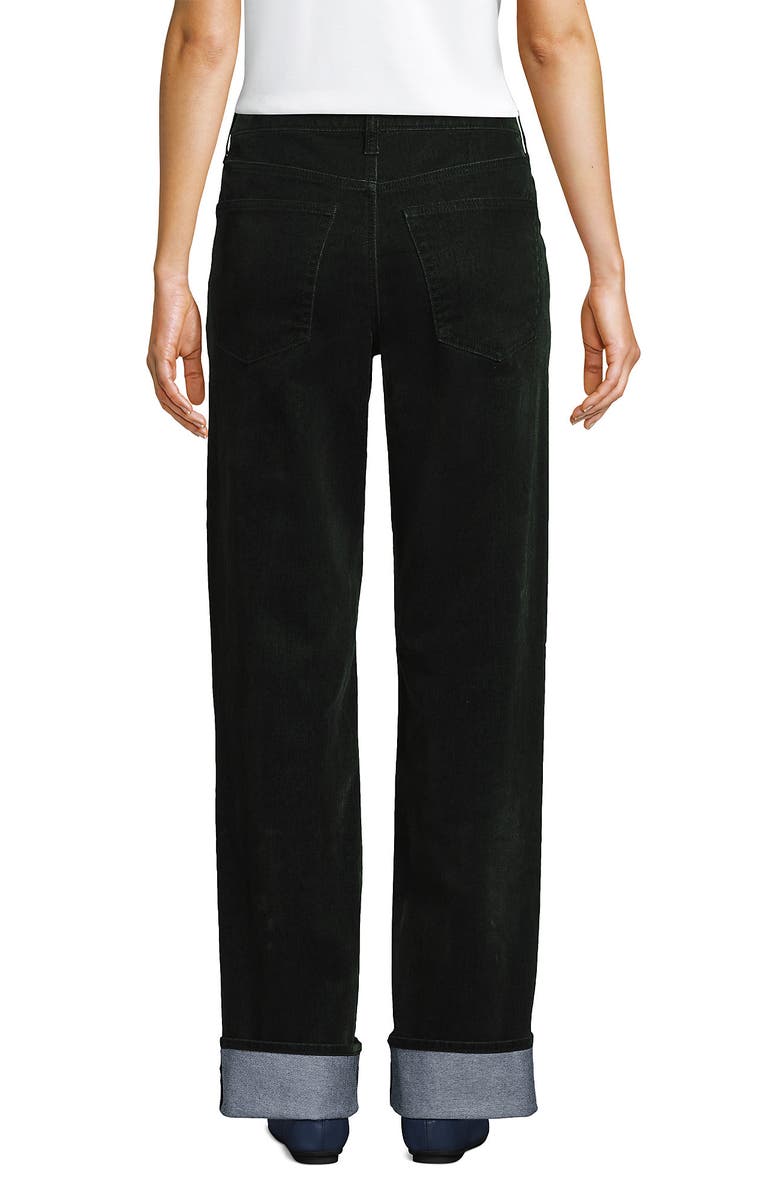 Lands' End Flocked Denim Mid Rise Relaxed Straight Leg Cuff Jeans, Alternate, color, Balsam Green