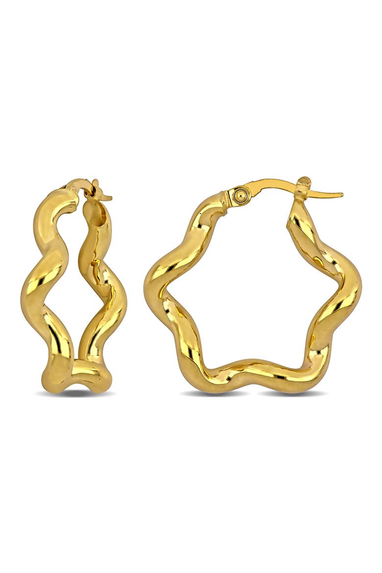Wavy Star Hoop Earrings, Main, color, GOLD