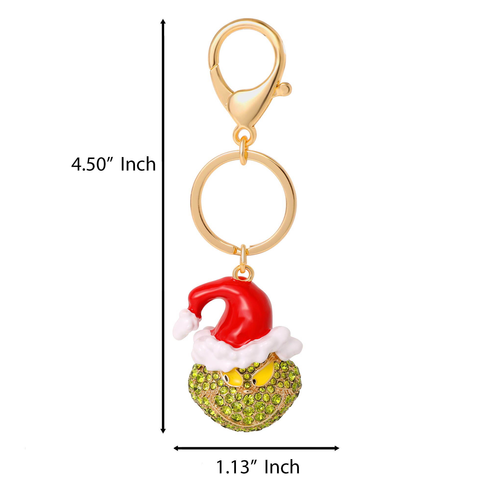 Dr. Seuss The Grinch Crystal Keychain with Santa Hat, Gold‑Tone, Alternate, color, Multi