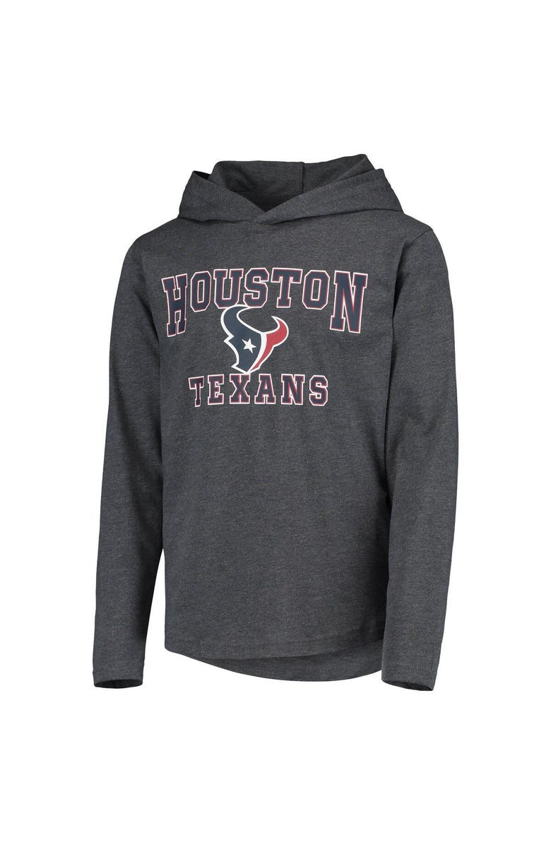 Outerstuff Youth Heathered Gray Houston Texans First Round Pick Long Sleeve Hoodie T-Shirt, Alternate, color,