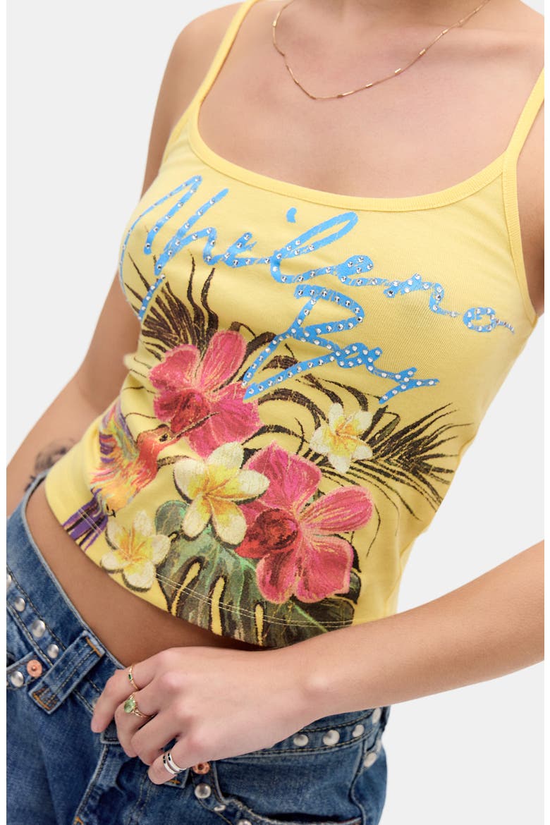 Chileno Bay Graphic Floral Camisole, Alternate, color, YELLOW