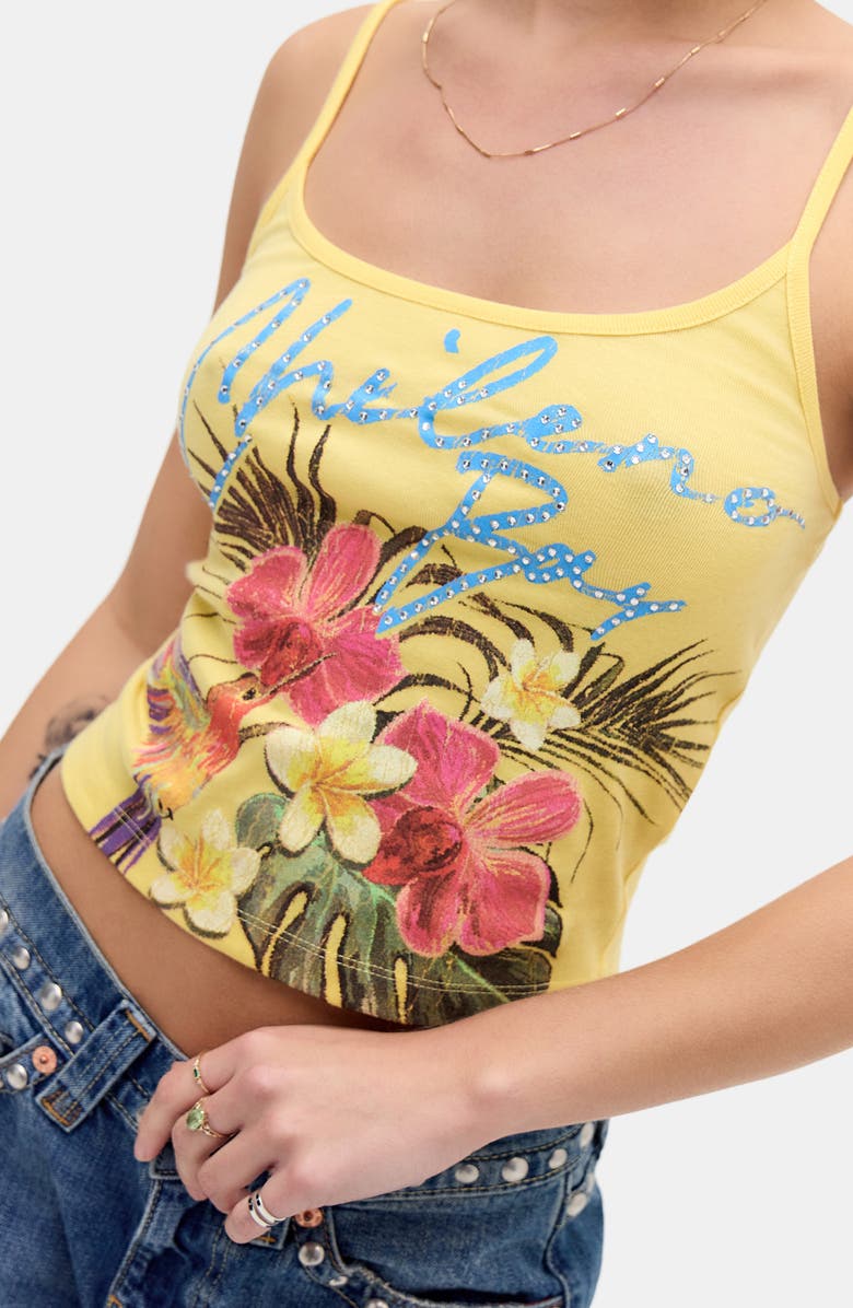 BDG Urban Outfitters Chileno Bay Graphic Floral Camisole, Alternate, color, Yellow