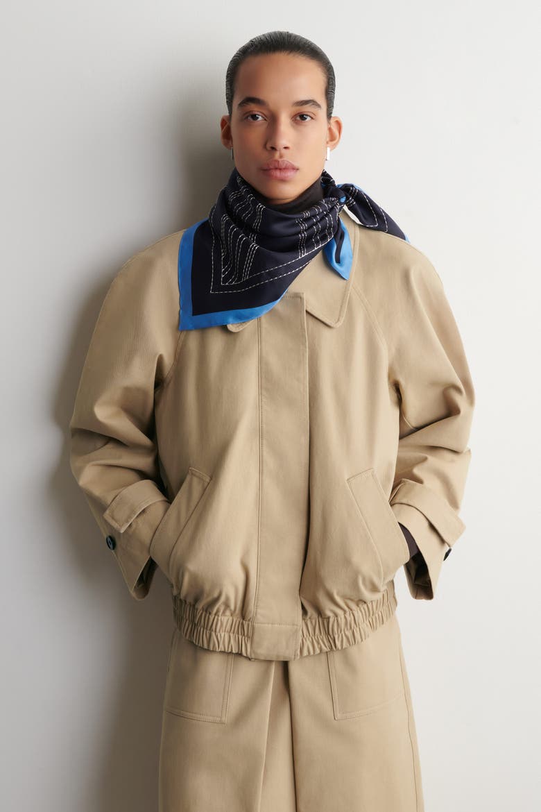 Rounded Cotton Blouson Jacket, Alternate, color, BEIGE