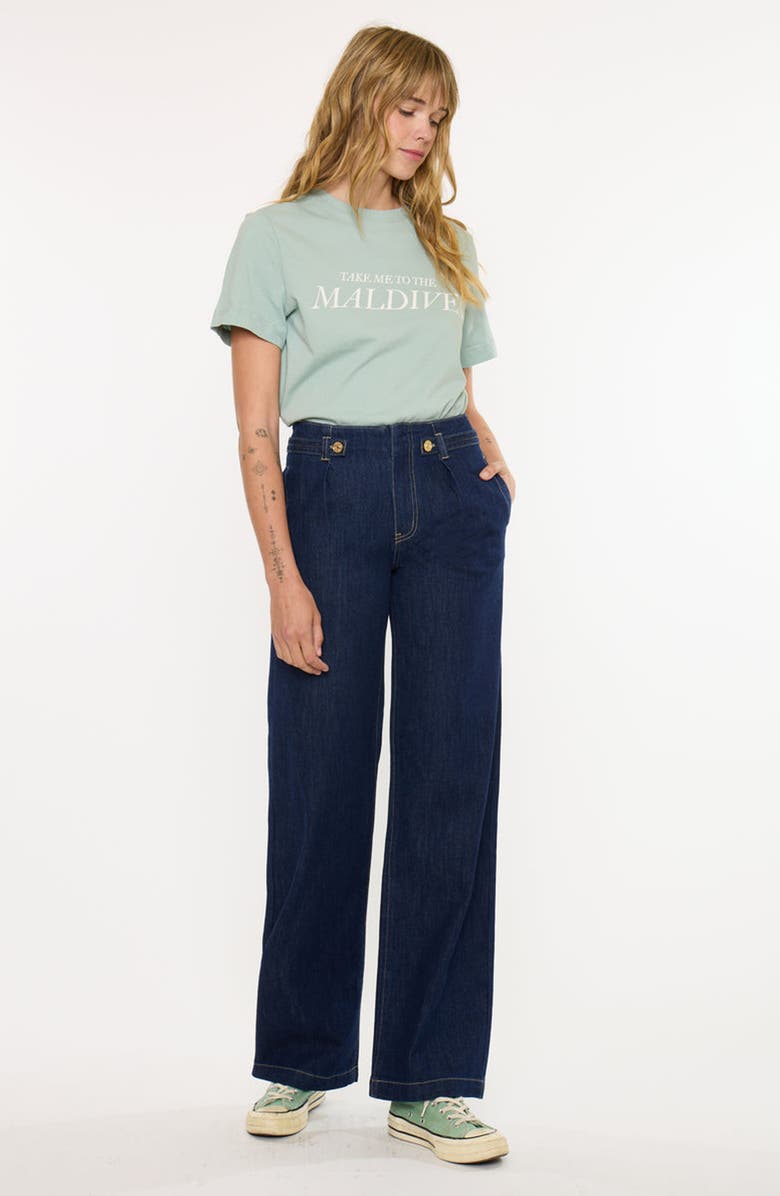 KanCan Niveah High Rise Wide Trousers, Alternate, color, Dark Wash