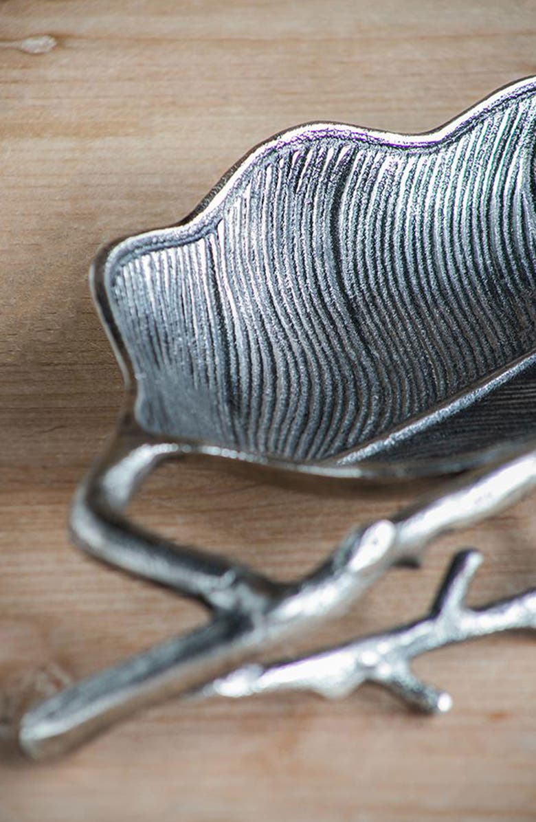 A & B Home Leaf Decorative Bowl, Alternate, color, Nickel