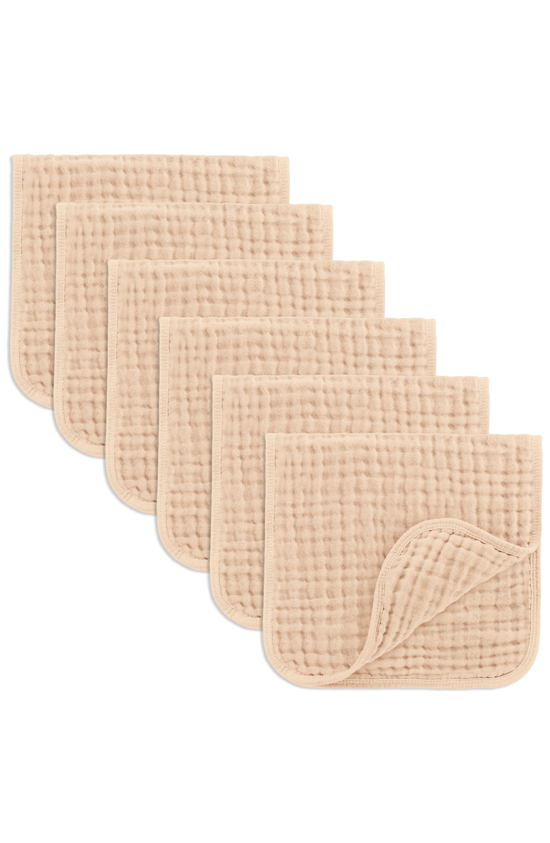 Comfy Cubs Muslin Burp Cloths - Pack of 6, Main, color, Cream