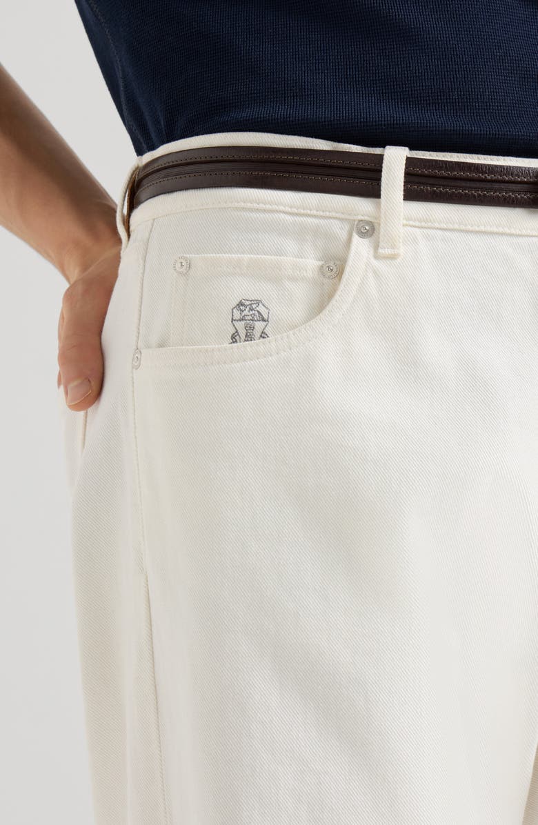 Brunello Cucinelli Garment-dyed denim trousers, Alternate, color, Snow