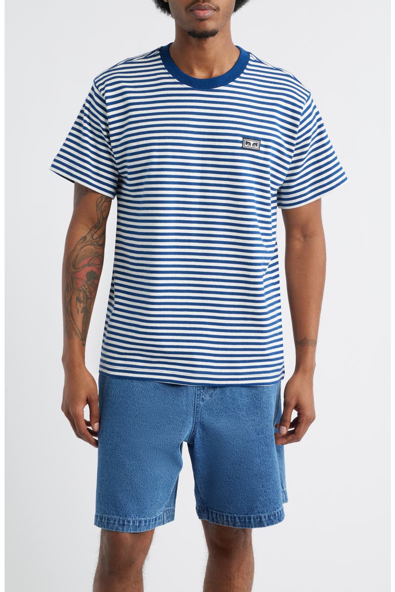 Established Works Eyes Stripe T-Shirt, Main, color, NAVY PEONY MULTI