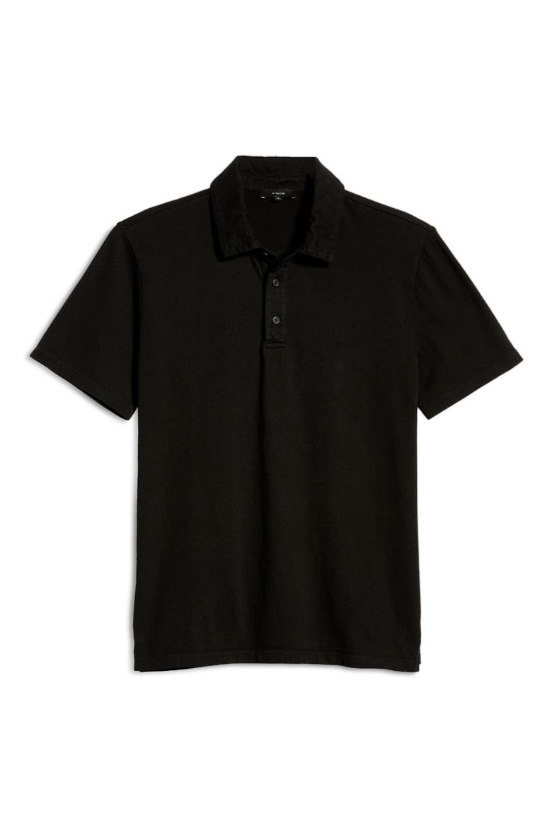 Regular Fit Garment Dyed Cotton Polo, Alternate, color, TRUE BLACK