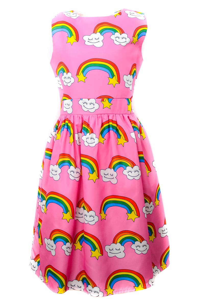 Lola + The Boys Lola & the Boys Stars Rainbow Dress, Main, color, 