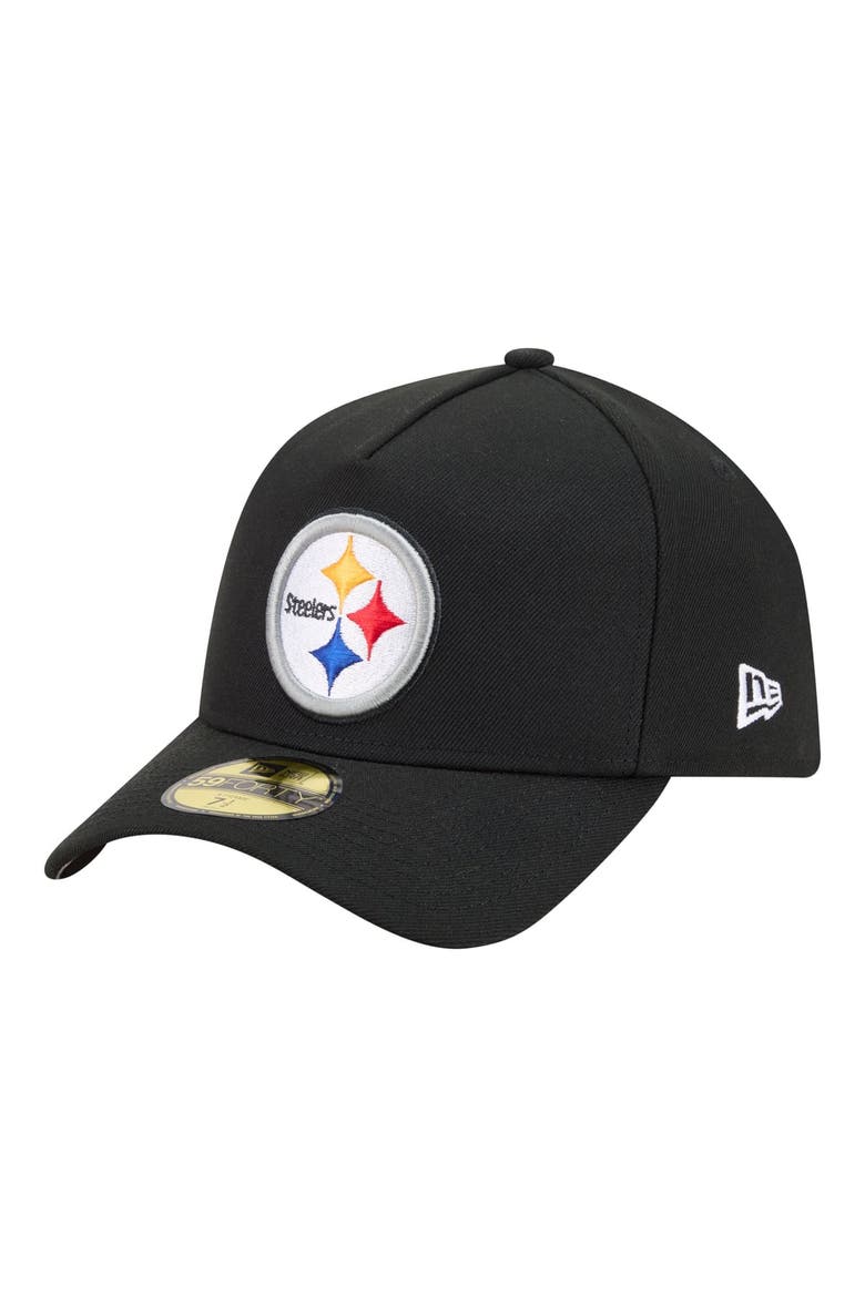 Men's New Era  Black Pittsburgh Steelers A-Frame 59FORTY Fitted Hat, Alternate, color, Black