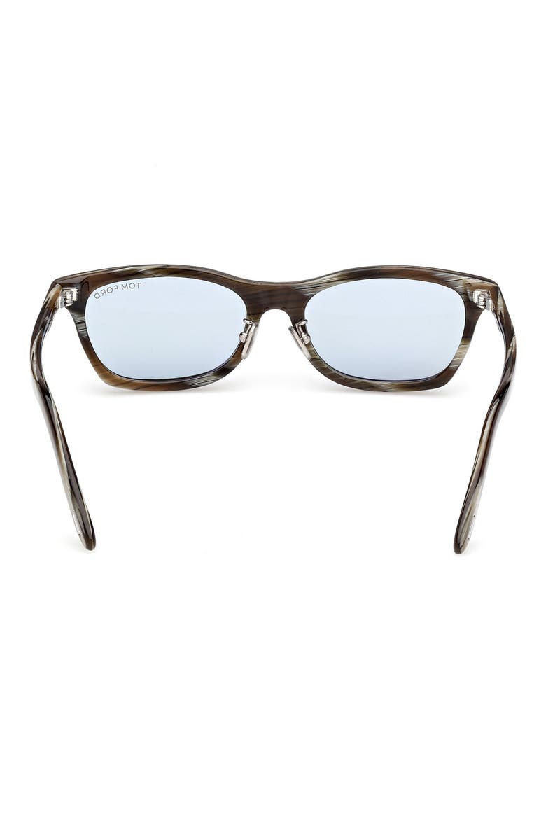 53mm Rectangular Sunglasses, Alternate, color, BROWN HORN / SMOKE