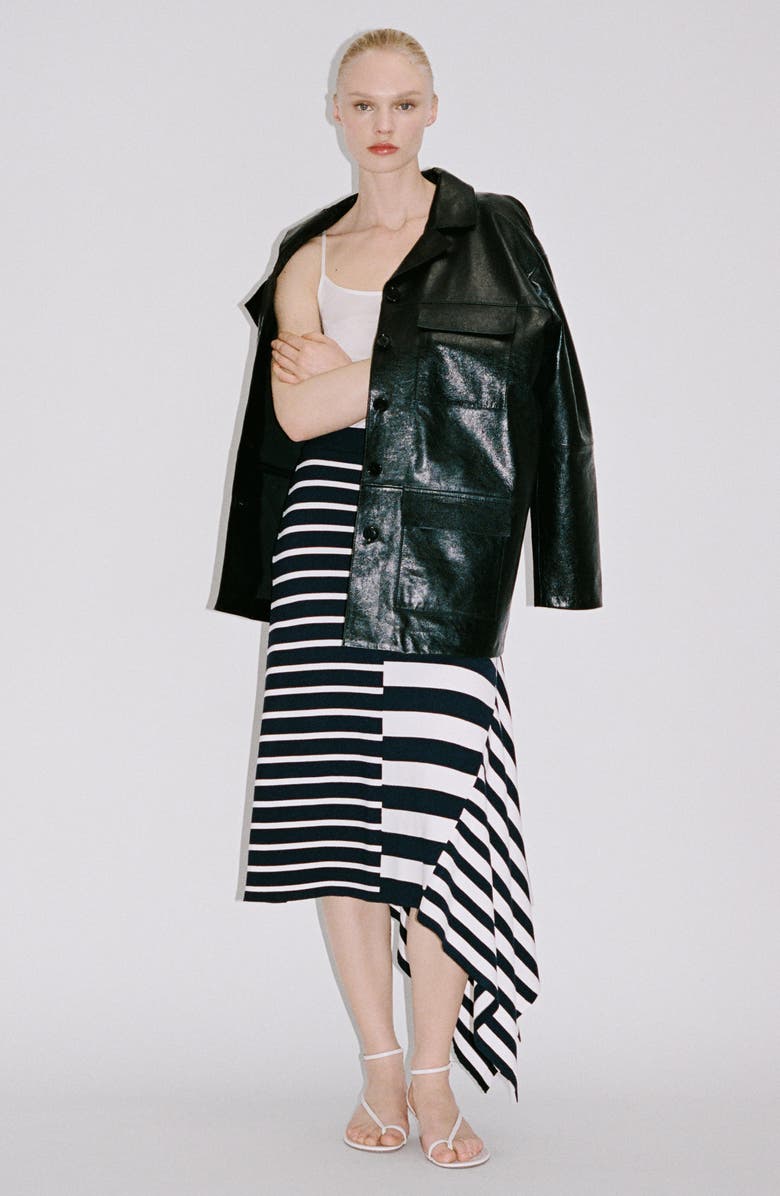 MANGO Asymmetric Stripe Knit Skirt, Alternate, color, 