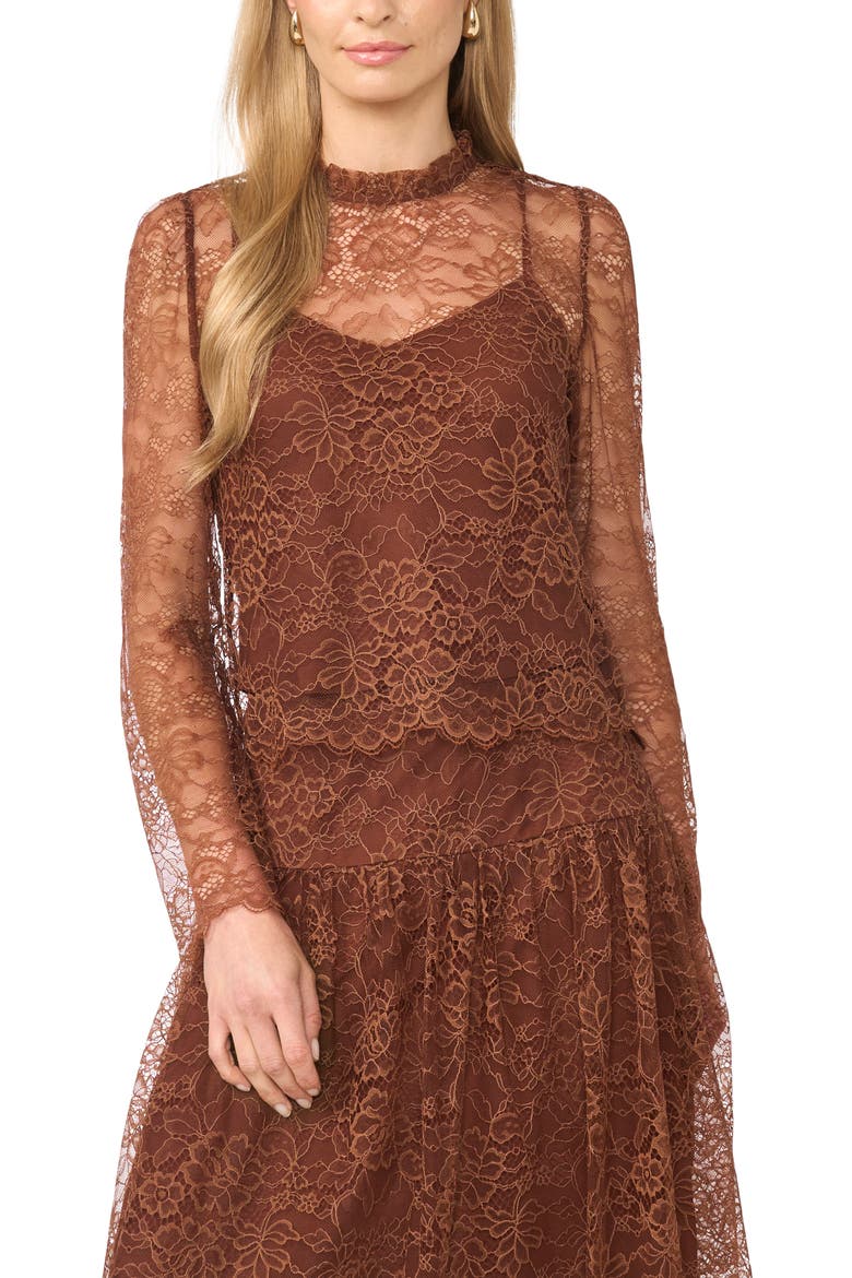 Lace Mock Neck Top, Main, color, ZINFANDEL