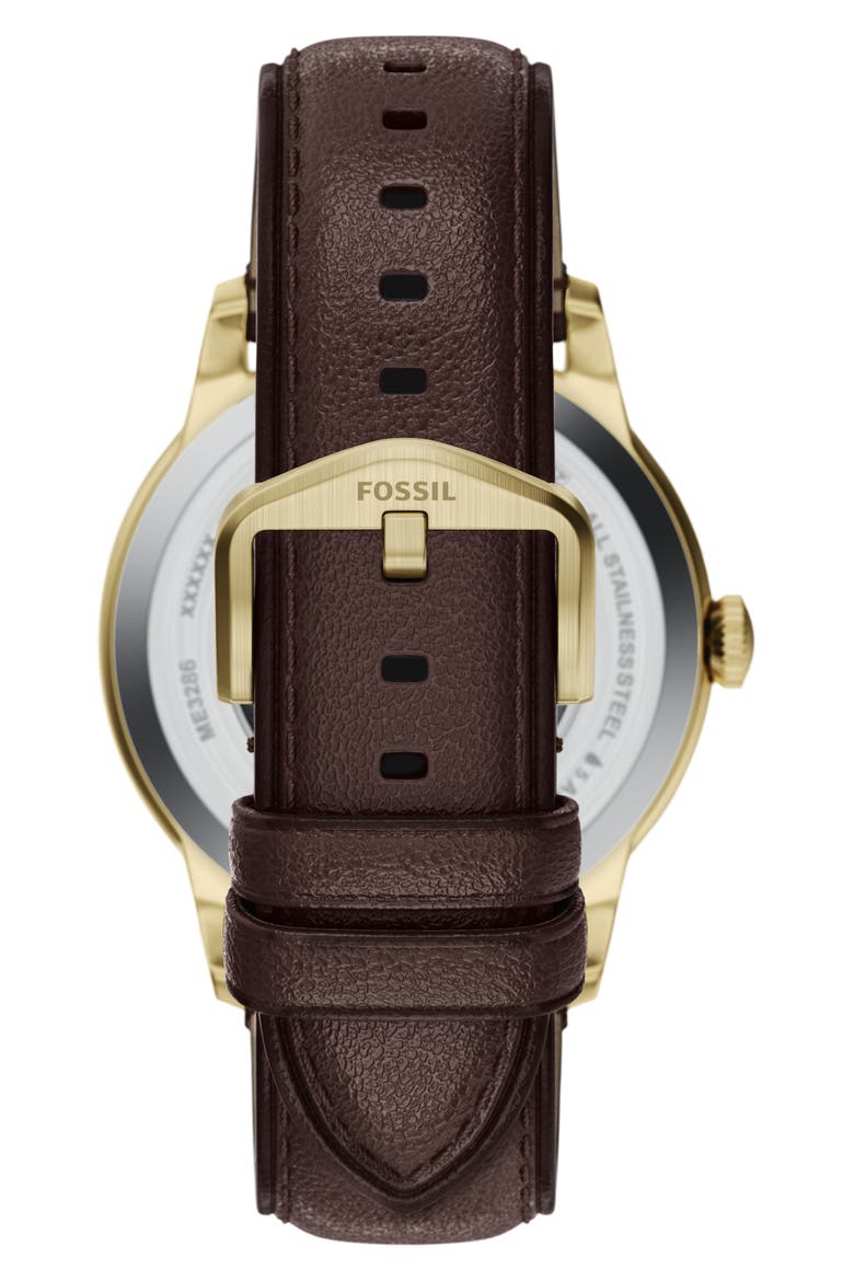 Townsman Automatic Leather Strap Watch, 44mm, Alternate, color, BROWN