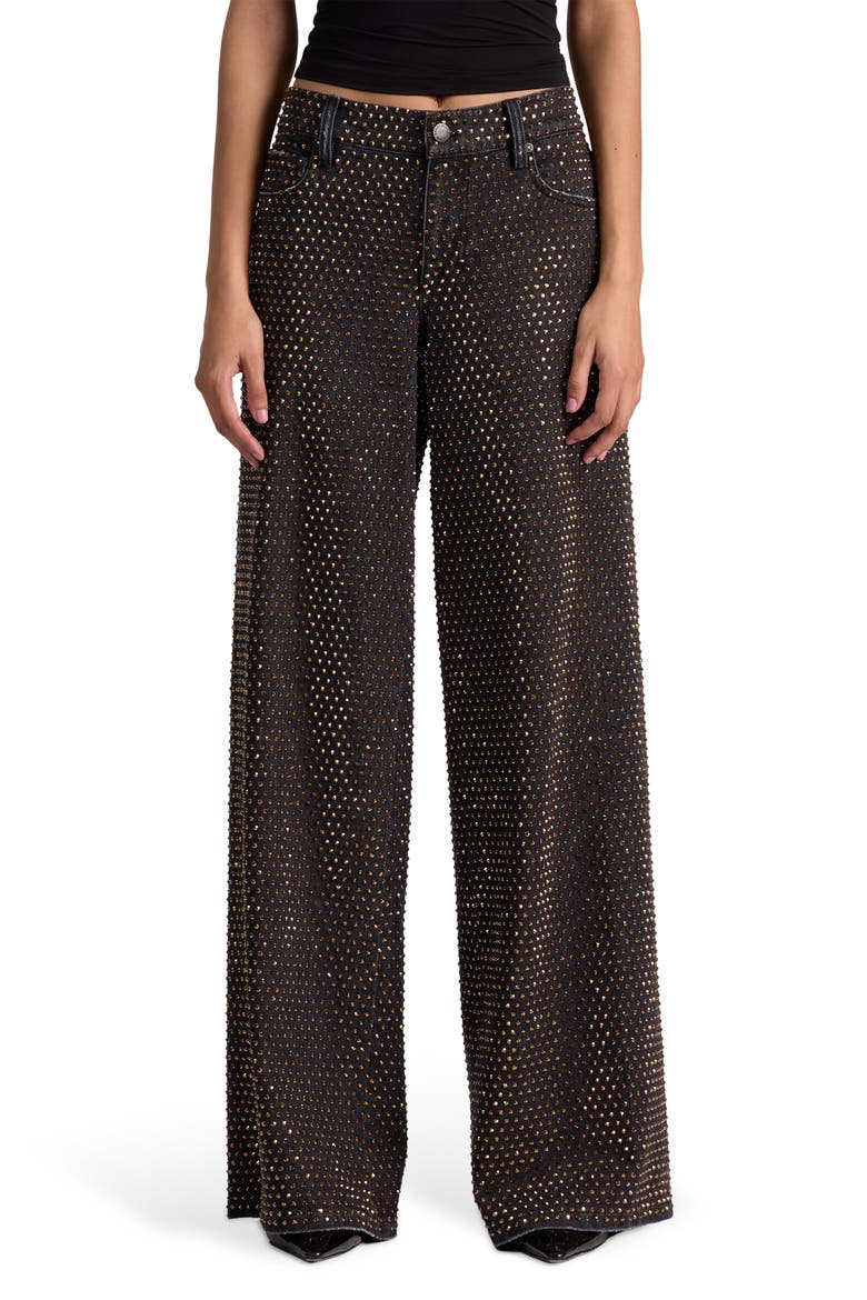 Amazing Stud Embellished Baggy Wide Leg Jeans, Main, color, MAYA CHARCOAL BLACK