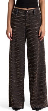 Alice + Olivia Amazing Stud Embellished Baggy Wide Leg Jeans