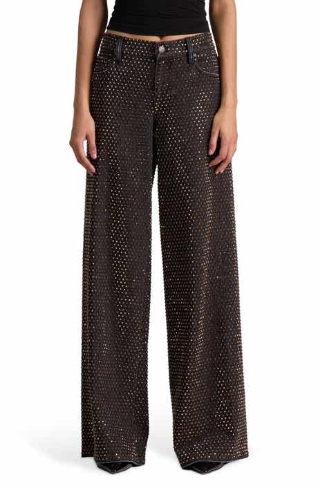 Alice + Olivia Amazing Stud Embellished Baggy Wide Leg Jeans
