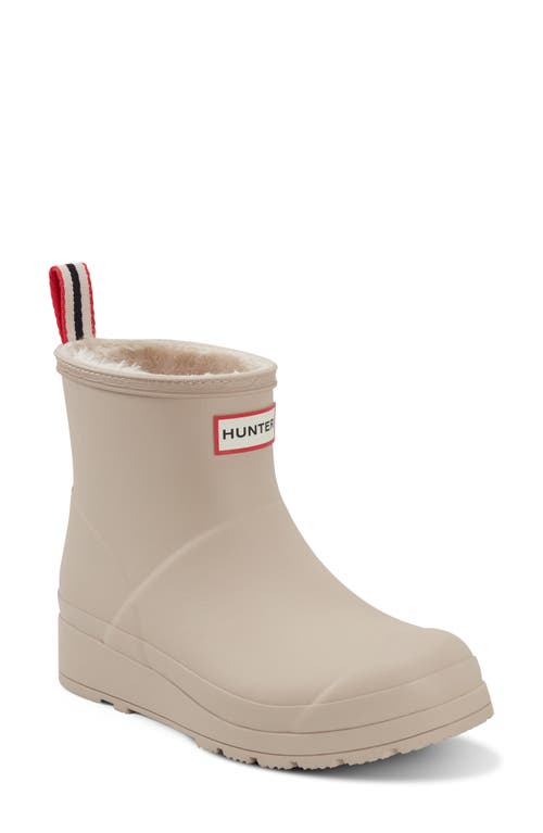 Hunter Play Short Faux Shearling Lined Waterproof Rain Boot In Neutral