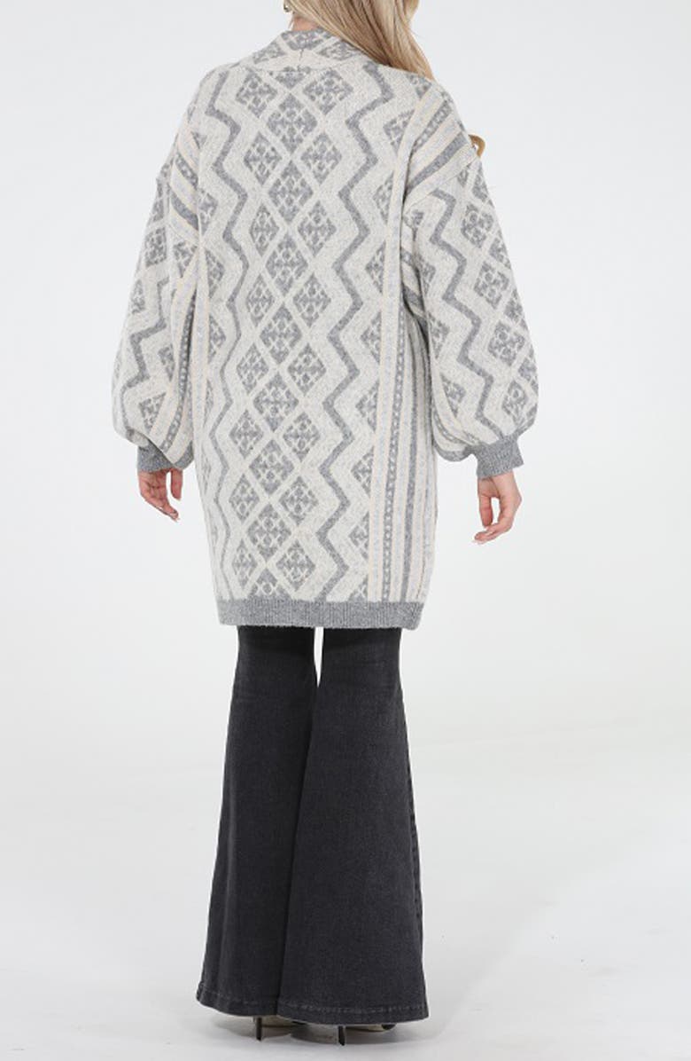 RAIN AND ROSE Geo Pattern Coatigan, Alternate, color, Ivory Multi