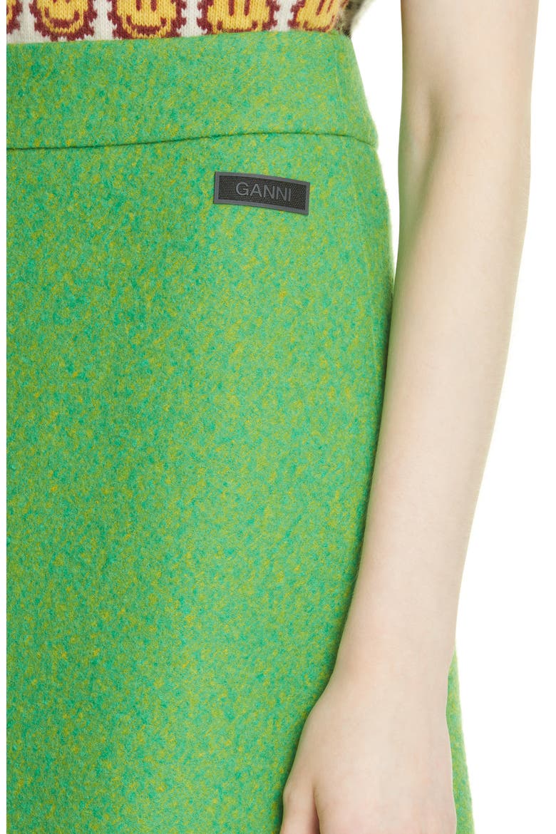 A-Line Recycled Wool Midi Skirt, Alternate, color, FLASH GREEN
