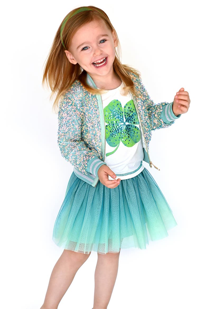 Kids' Sequin Bomber Jacket, Alternate, color, GREEN