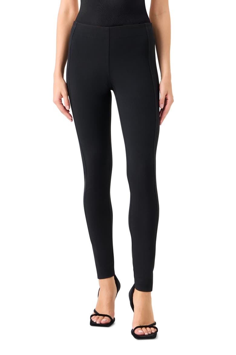 Stretch Crepe Leggings, Main, color, BLACK