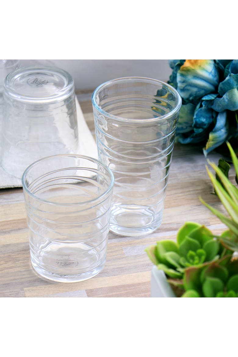 16 Piece Swirl Clear Assorted Glassware Set, Alternate, color, Clear