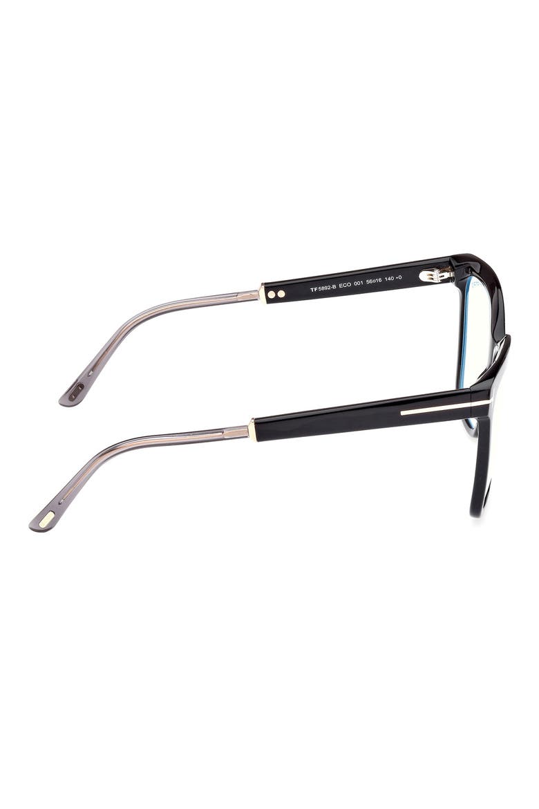 56mm Square Blue Light Blocking Optical Glasses, Alternate, color, BLACK ROSE GOLD / T LOGO
