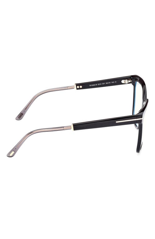 Tom Ford 56mm Square Blue Light Blocking Optical Glasses In Black