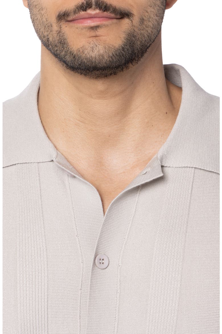 Textured Short Sleeve Button-Up Sweater, Alternate, color, OATMEAL