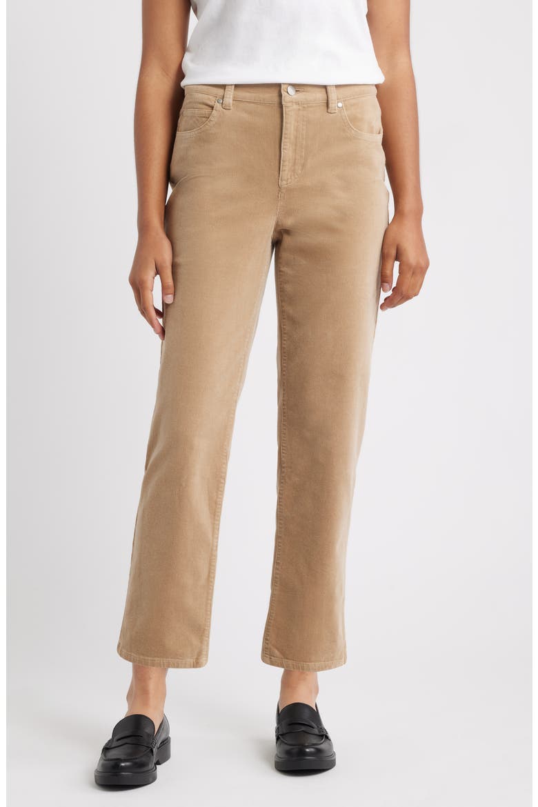 Stretch Organic Cotton Straight Corduroy Pants, Main, color, BISCUIT