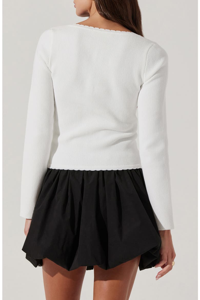 Scallop Trim Rib Top, Alternate, color, WHITE