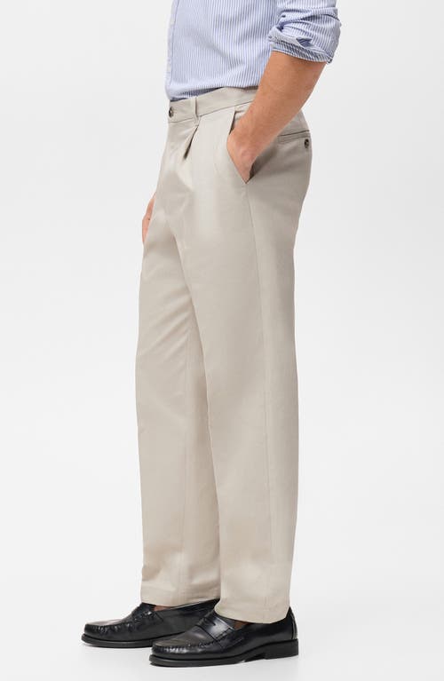 Mango Regular Fit Pleated Cotton Pants In White