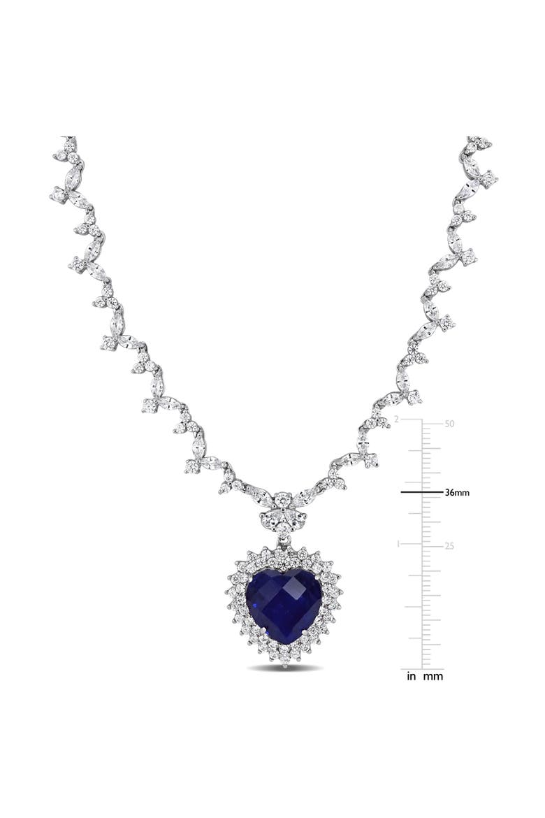 Colored & White Cubic Zirconia Heart Necklace, Alternate, color, Blue CZ